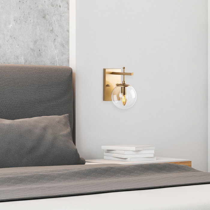 Opviq Lámpara de Pared Dorada con Tapa de Cristal